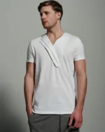 Bib Fronted V-neck with Panelled Shapes