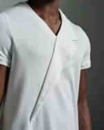 V-Neck with Double Lapel Inserts | White T shirt by W Rubens | Made in London (Uk) | Minimalistic Design | UK craftsmanship & British artistry |