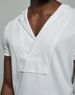 Bib-fronted Lapels & Panels | V-neck | White T shirt | W Rubens | Made in UK | Minimalistic Design | UK craftsmanship & British artistry |