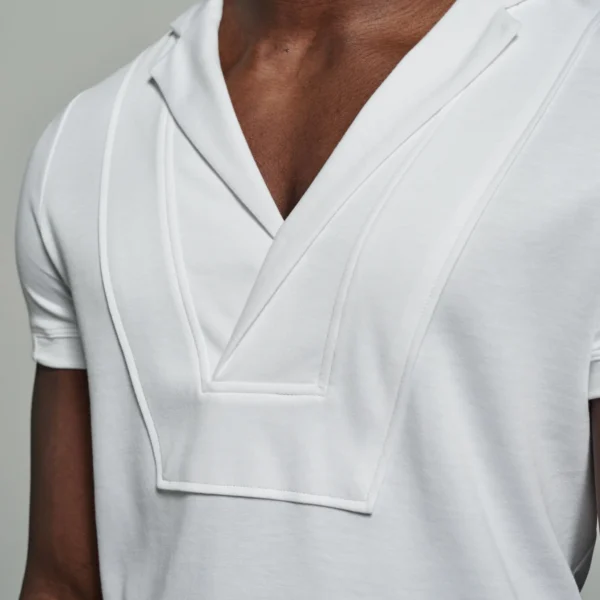 Bib-fronted Lapels & Panels | V-neck | White T shirt | W Rubens | Made in UK | Minimalistic Design | UK craftsmanship & British artistry |