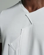 Crew-neck with Peak Lapel Appliqué