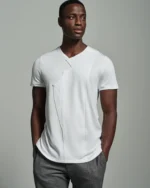 Crew-neck with Peak Lapel Appliqué