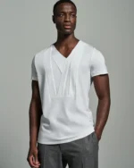 Bib-fronted V-neck with Striped Paneling