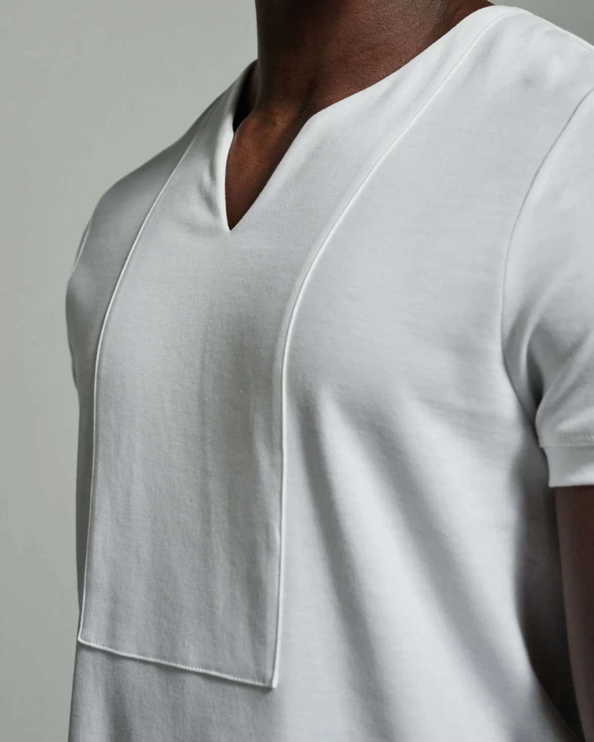 Bib-Fronted Notched Neck | White T shirt | W Rubens | Made in UK | Minimalistic Design | UK craftsmanship & British artistry |