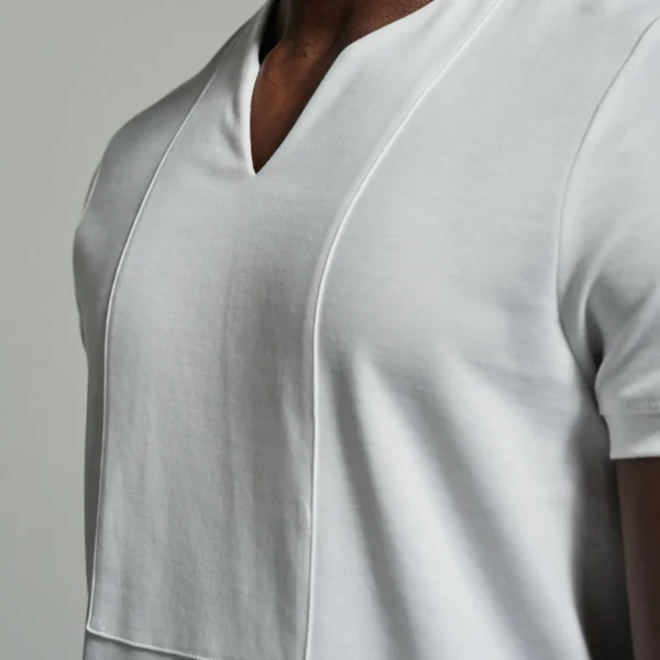 Bib-Fronted Notched Neck | White T shirt | W Rubens | Made in UK | Minimalistic Design | UK craftsmanship & British artistry |