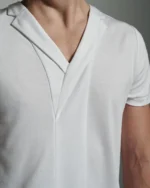 V-neck Narrow Panel with Asymmetric Lapels | White T shirt | W Rubens | Made in UK | Minimalistic Design | UK craftsmanship & British artistry |