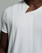 Asymmetric Crew Neck with Notch Lapel & Panel Fronts