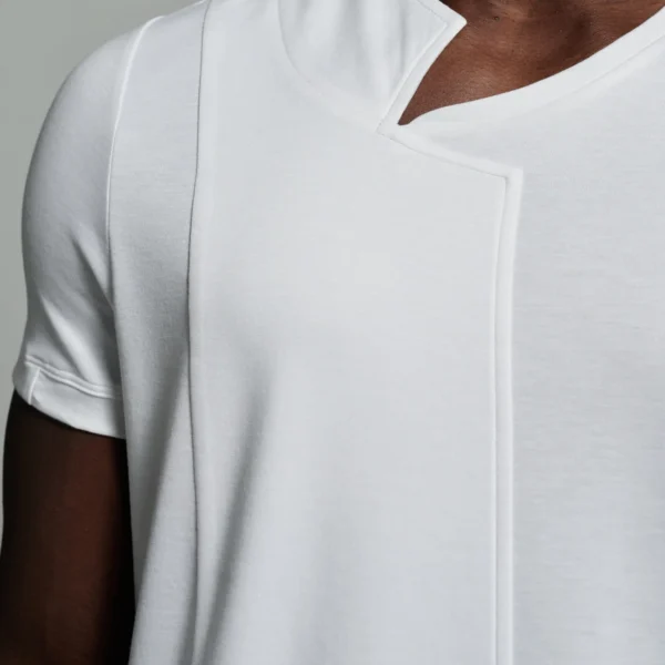 Asymmetric Crew Neck with Notch Lapel & Panel Fronts