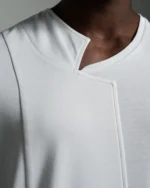 Asymmetric Crew Neck with Notch Lapel & Panel Fronts