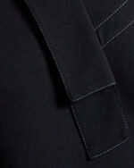 Shawl Necktie Collar V-Neck T-Shirt with Contrast Stitching