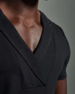 Slim Fit Bib Fronted T-Shirt with Asymmetric Lapels