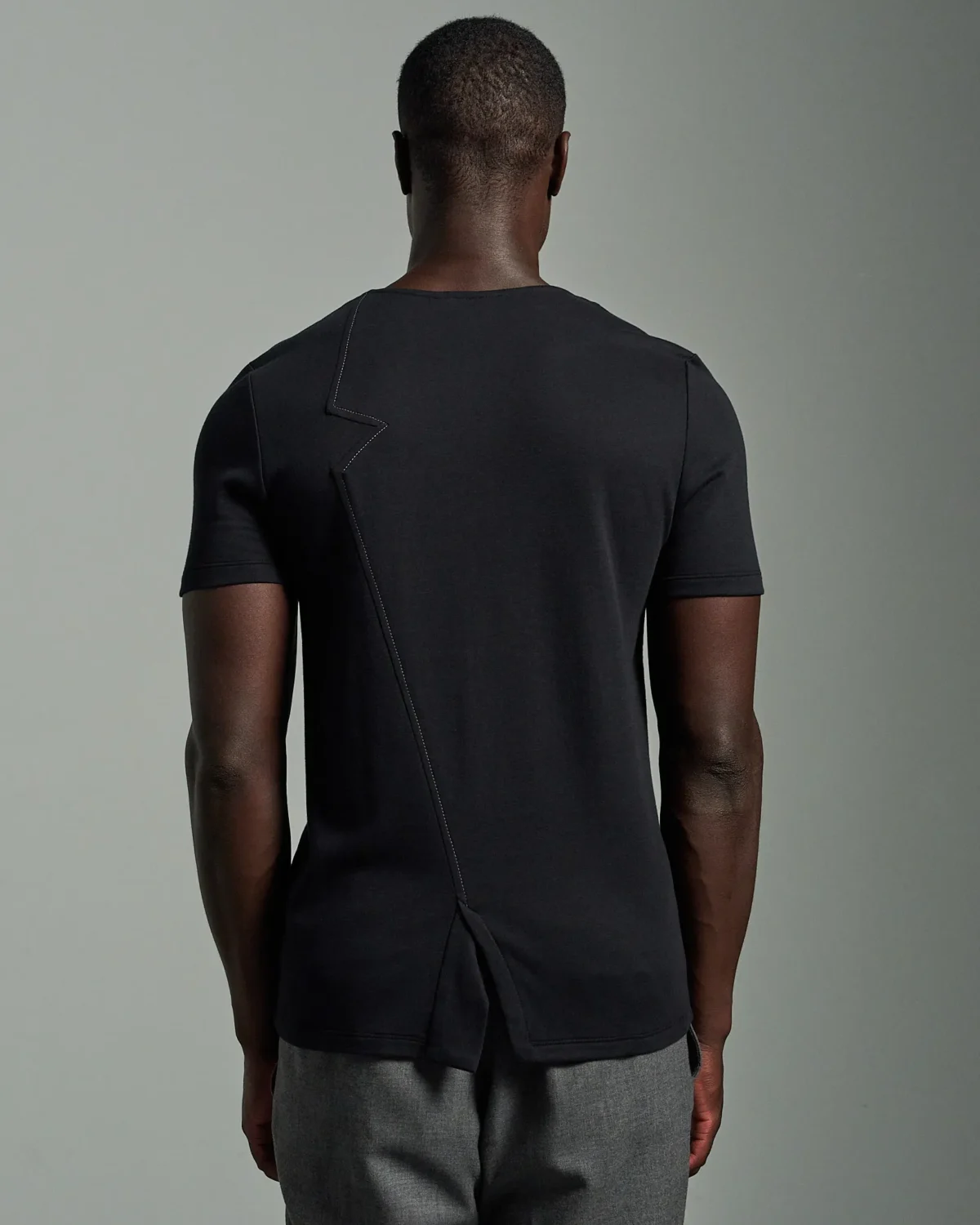 Slim Fit Bib Fronted T-Shirt with Asymmetric Lapels