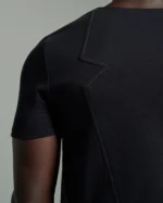 Slim Fit Bib Fronted T-Shirt with Asymmetric Lapels