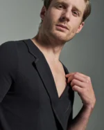 Deep Fronted Bib with Asymmetric Lapels & Contrast Stitching