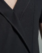 Deep Fronted Bib with Asymmetric Lapels & Contrast Stitching