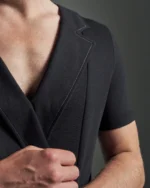 Deep Fronted Bib with Asymmetric Lapels & Contrast Stitching