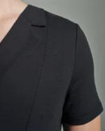 Slim Fit Bib Fronted T-Shirt with Asymmetric Lapels