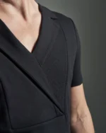 Slim Fit Bib Fronted T-Shirt with Asymmetric Lapels