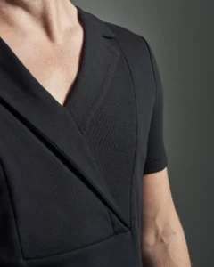 Slim Fit Bib Fronted T-Shirt with Asymmetric Lapels
