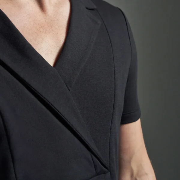 Slim Fit Bib Fronted T-Shirt with Asymmetric Lapels