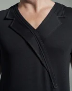 Slim Fit T-Shirt with Asymmetric Lapels & Contrasting Stitch