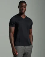 Peak Lapel Appliqué Front Slim Fit T-Shirt