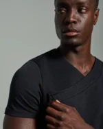 Peak Lapel Appliqué Front Slim Fit T-Shirt