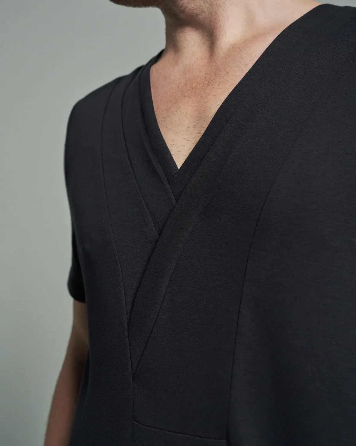 Slim Fit Bib Fronted T-Shirt with Layered Panels