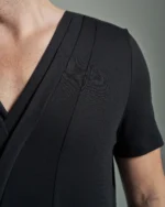 Slim Fit Bib Fronted T-Shirt with Layered Panels