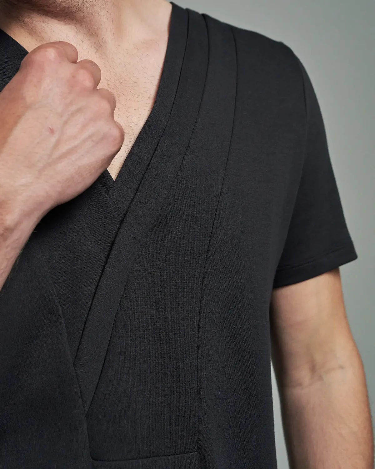 Slim Fit Bib Fronted T-Shirt with Layered Panels