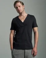 Slim Fit Folded Lapel V-Neck