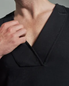 Slim Fit Folded Lapel V-Neck