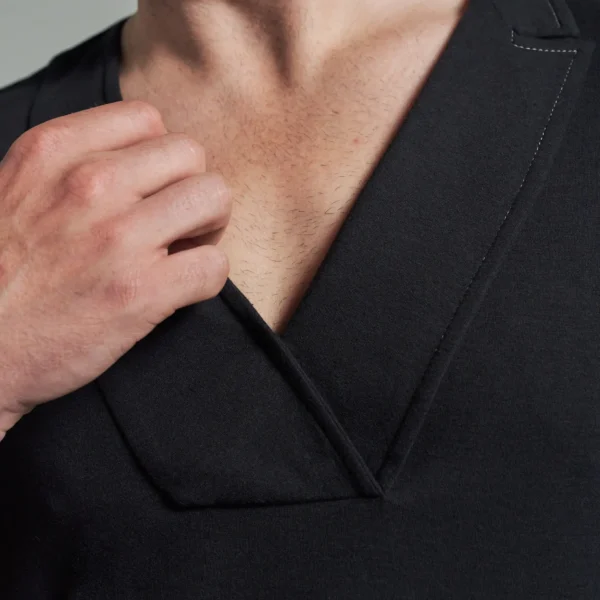 Slim Fit Folded Lapel V-Neck