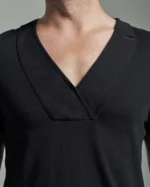 Slim Fit Folded Lapel V-Neck