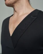 Slim Fit Folded Lapel V-Neck