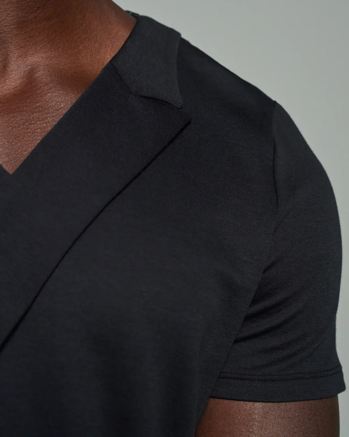 Shawl Fold Neck with Lapel and Contrast Stitching