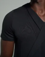 Shawl Fold Neck with Lapel and Contrast Stitching