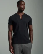 Slim Fit Bib Fronted T-Shirt with Inverted Peak Lapels