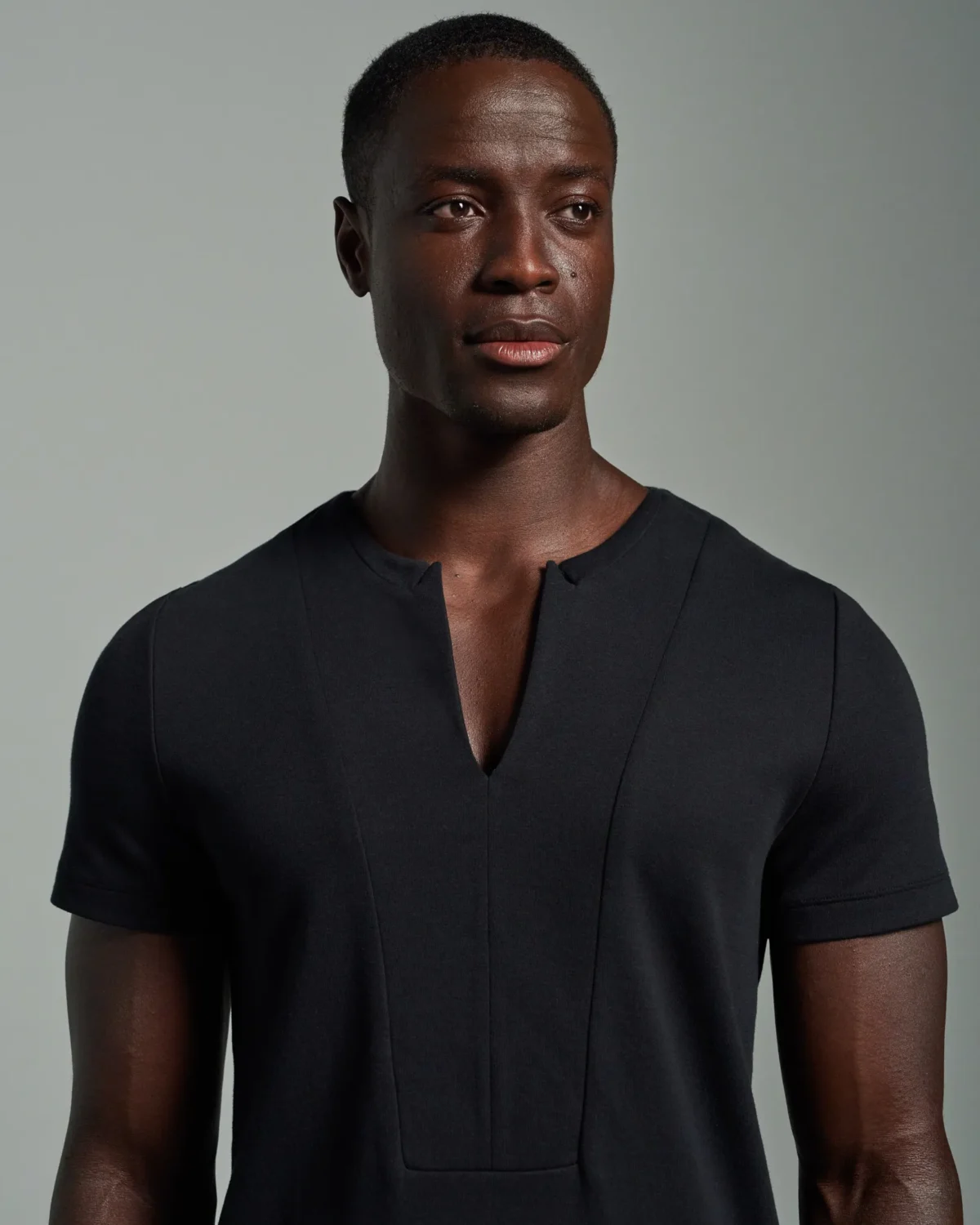 Slim Fit Bib Fronted T-Shirt with Inverted Peak Lapels