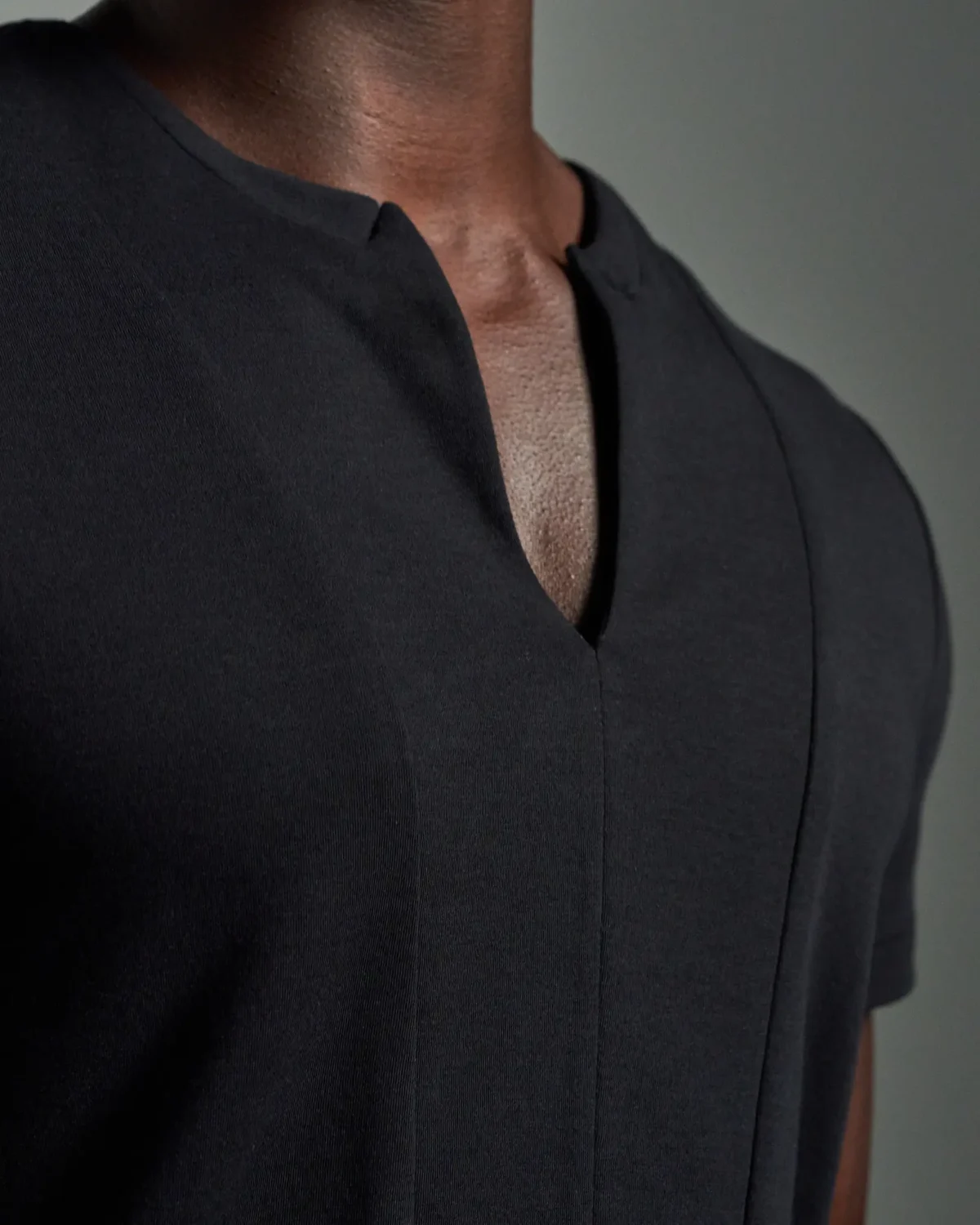 Slim Fit Bib Fronted T-Shirt with Inverted Peak Lapels