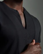 Slim Fit Bib Fronted T-Shirt with Inverted Peak Lapels