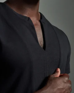 Slim Fit Bib Fronted T-Shirt with Inverted Peak Lapels