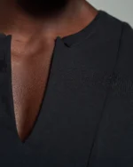 Slim Fit Bib Fronted T-Shirt with Inverted Peak Lapels