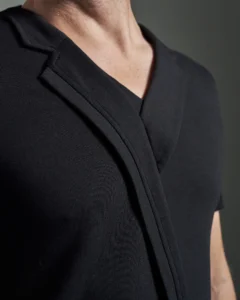 Slim Fit Bib Fronted T-Shirt with Asymmetric Lapels & Insert