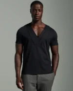 Layered V-Neck Folded Panelled T-Shirt