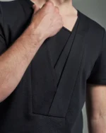 Slim Fit Layered Panel T-Shirt with Asymmetric Crew Neck