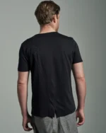 Slim Fit Layered Panel T-Shirt with Asymmetric Crew Neck