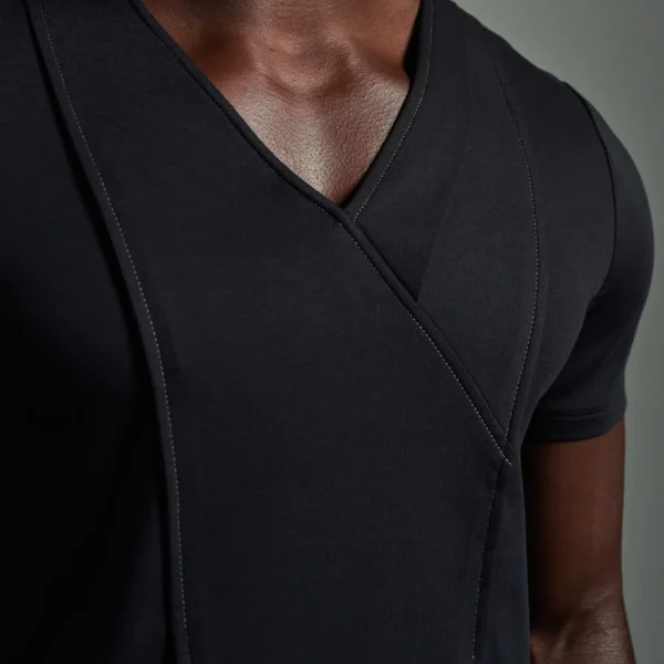 Bib Fronted V-neck with Panelled Insert