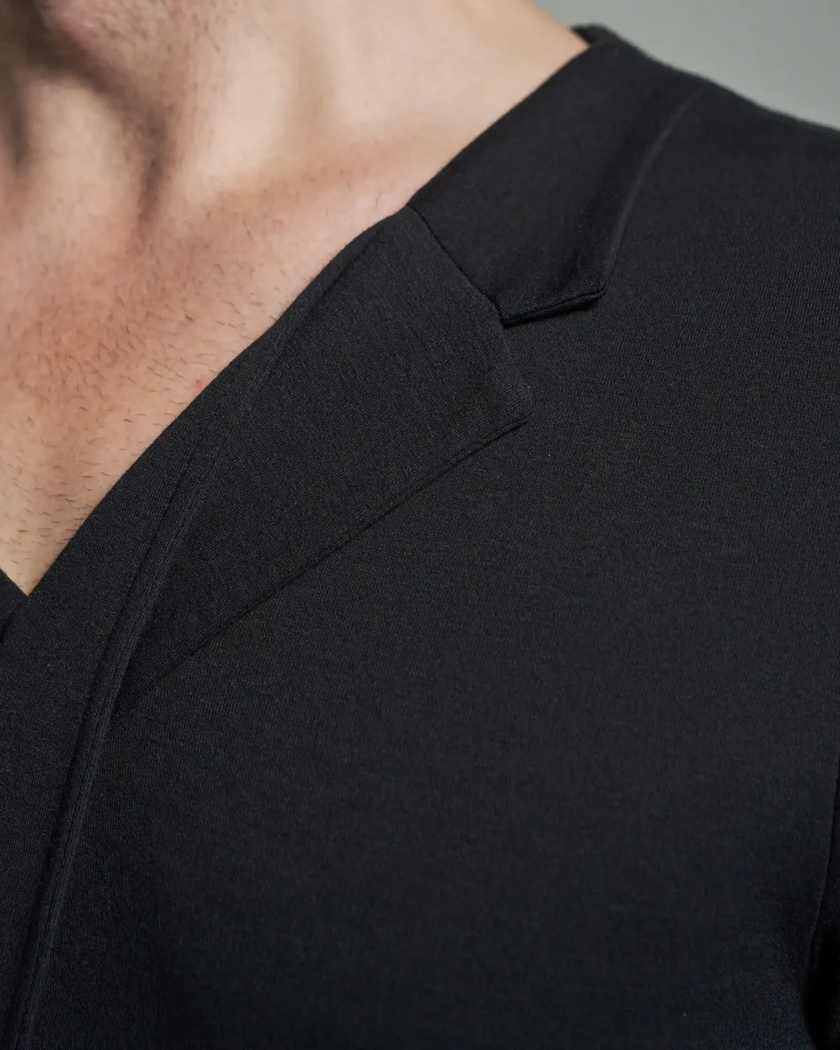 Slim Fit Asymmetric Lapel T-Shirt with Folded Panel