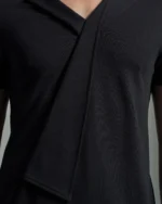 Slim Fit Asymmetric Lapel T-Shirt with Folded Panel
